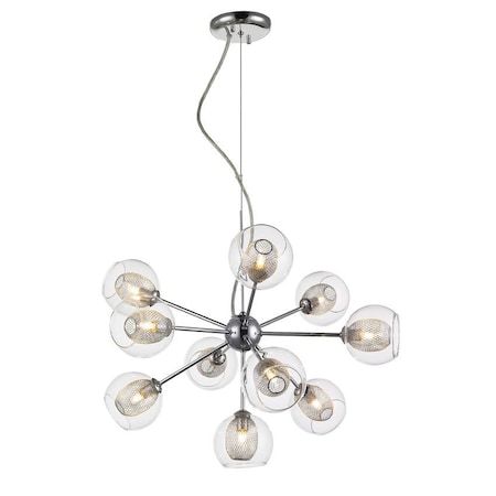 Z-Lite Auge 10 Light Chandelier, Chrome & Clear + Mesh 905-10C